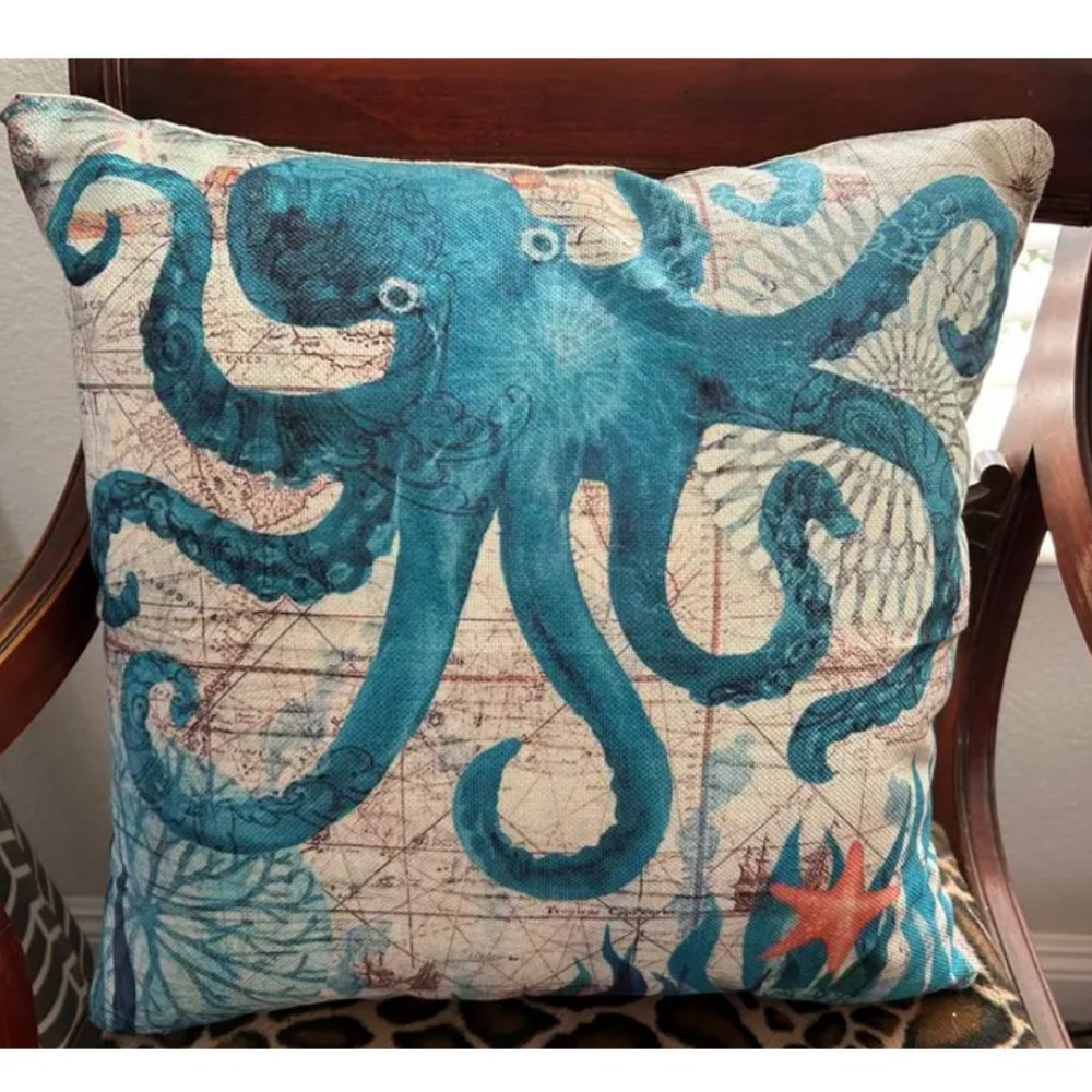Decorative Throw Pillow Cover Case Beach Decor Nautical Coastal Cottage Accent